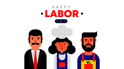 Happy international labor day illustration with labor chartoon character vector.