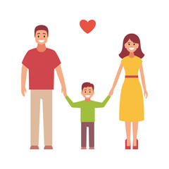 Happy family. Vector flat design illustration on white background