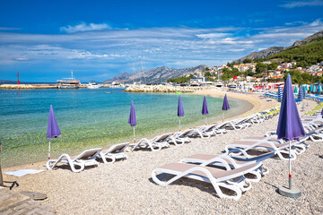 Town of Baska Voda beach and waterfront view