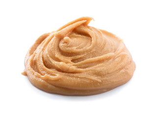 Delicious creamy peanut butter isolated on white