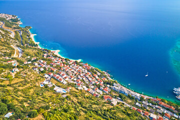 Omis coast and beaches aerial view