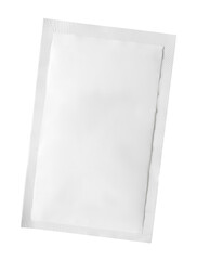 One blank medicine sachet isolated on white