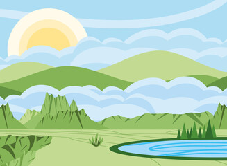 Obraz na płótnie Canvas landscape greenery river