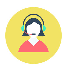 Female Phone Operator Colored Vector Icon 