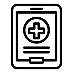 Mobile medical card icon. Outline mobile medical card vector icon for web design isolated on white background