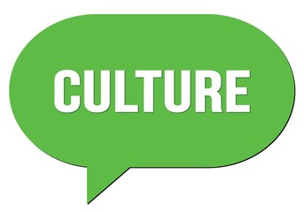 CULTURE text written in a green speech bubble