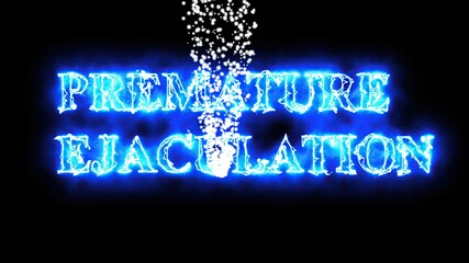 3D illustration - word premature ejaculation with flying white particle