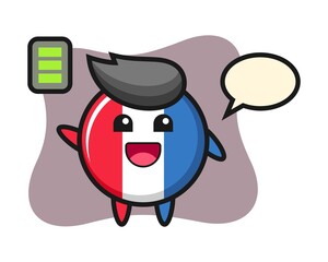 France flag badge mascot character with energetic gesture