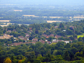 Panoramic view of rural English villages and nature