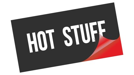 HOT  STUFF text on black red sticker stamp.