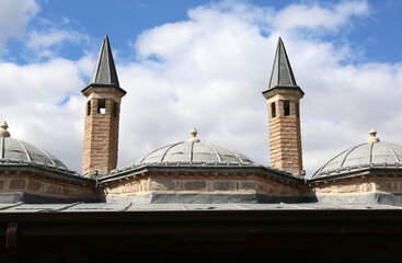 Fototapeta na wymiar Roof Details of Mevlana Museum Mosque in Konya,Turkey