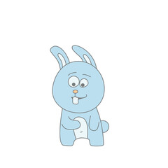Cute little bunny character smiles at you. Sweet cartoon Easter rabbit vector flat design illustration isolated on white background.