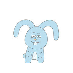 Cute little bunny character with thumbs up smiles at you. Sweet cartoon Easter rabbit vector flat design illustration isolated on white background.