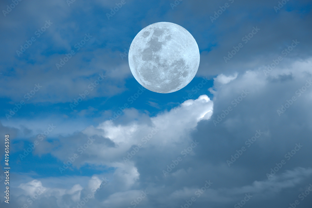 Wall mural full moon with clouds on the sky.
