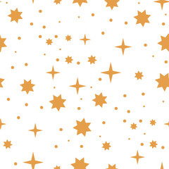 Night sky vector astrology astronomy luxury celestial star milky way seamless pattern. © trihubova