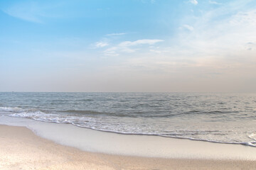 Fototapeta na wymiar Sea sand and sky. Tropical ocean.
