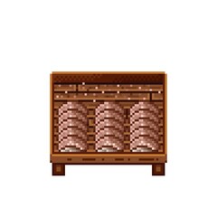 Vegetable shop pixel art. Mushrooms in a wooden crate. Mushrooms, food pixel art icon isolated on white background. Mushroom stall. Showcase with vegetable waste. Vector illustration.