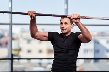 Naklejka premium Kickboxer doing conditioning training