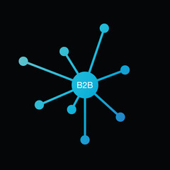 B2B icon on black background. Business to business concept. Marketing strategy. Vector