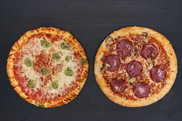 Delicious pizza on wooden board