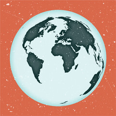 World map poster. Lambert azimuthal equal-area projection. Vintage world shape with grunge texture. Attractive vector illustration.