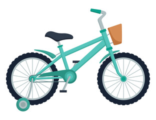 Kid bicycle on white background. Children bike, vector illustration