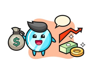 Mirror illustration cartoon holding money sack