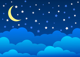 Night sky with moon and stars background