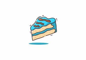 Simple cute illustration of blue tart slice