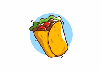 Cute kawaii illustration of kebab