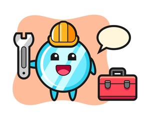 Mascot cartoon of mirror as a mechanic