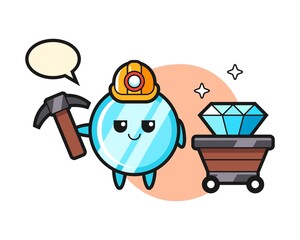 Character illustration of mirror as a miner