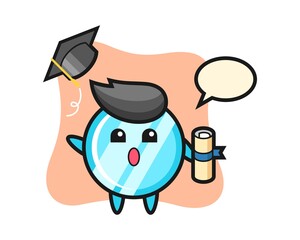 Illustration of mirror cartoon throwing the hat at graduation