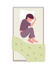 Young woman sleeps in pajamas on pillow and smiles at dreams. Lady naps in bed during day. Girl resting. Healthy lifestyle Concept. Daytime sleep Vector illustration in flet style. © Елена Кутузова
