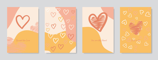 Cute hand drawn hearts seamless pattern, great for Valentine's Day, Weddings, Mother's Day - textiles, banners, wallpapers, backgrounds. 