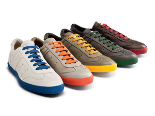 Group of sneaker trendy and elegant sport shoe for man isolated. Studio shoot