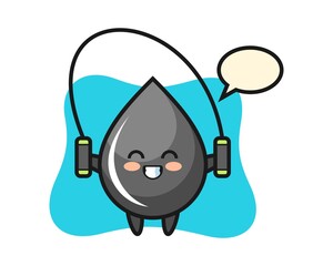 Oil drop character cartoon with skipping rope