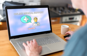 Fototapeta na wymiar Online medical support concept on a laptop