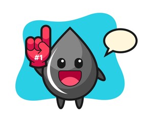 Oil drop illustration cartoon with number 1 fans glove