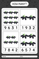 How many counting game with jambolan worksheet for preschool kids, kids activity sheet, printable worksheet