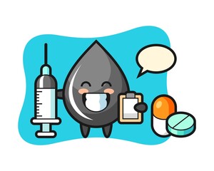 Mascot illustration of oil drop as a doctor