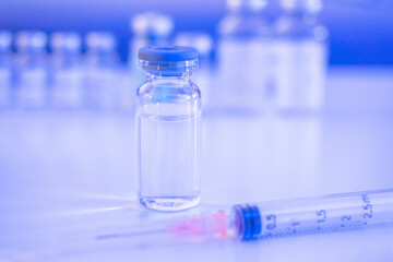 Close up syringes and potions