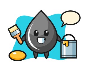 Character illustration of oil drop as a painter