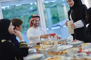 Muslim family having iftar together during Ramadan