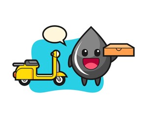 Character illustration of oil drop as a pizza deliveryman