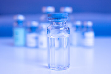 Close up medical reagent bottle