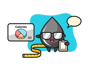 Illustration of oil drop mascot as a dietitian