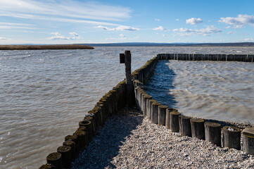 Lake Neusiedlersee on a sunny day in winter