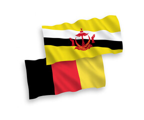 Flags of Belgium and Brunei on a white background