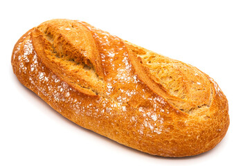 Homemade fresh baked bread isolated on a white background, stock photo